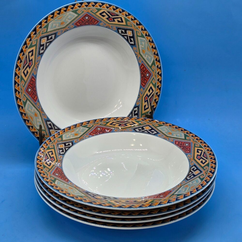 Christopher Stuart Soup Bowl La Brea Optima Rimmed  Round 9 1/2"   Set Of 5